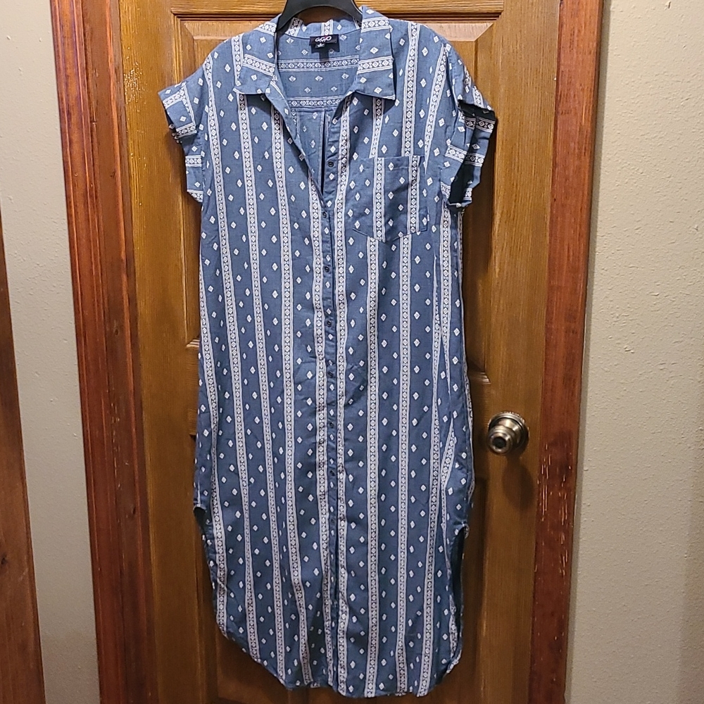 Small Maxi Dress, chambray, tribal/aztec prints